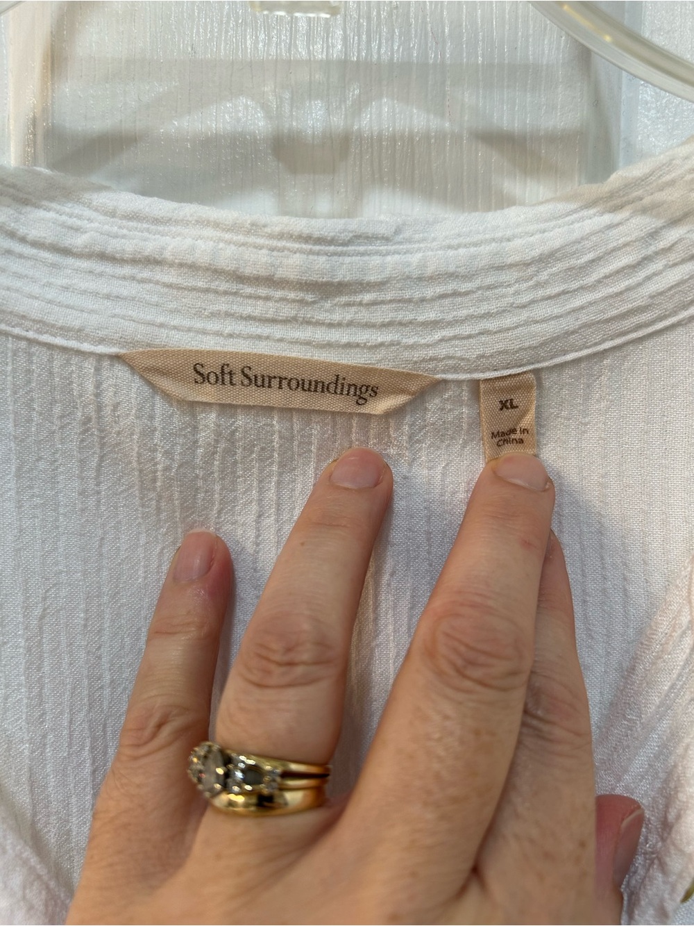 Soft Surroundings Long Line White Gauzy Tunic Blouse Sz XL Button Front Beachy - Picture 3 of 8
